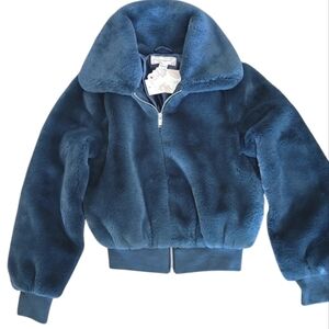 Band of Gypsies Je T'Adore Evergreen Faux-Fur Bomber Jacket B.O.G Size XS NWT